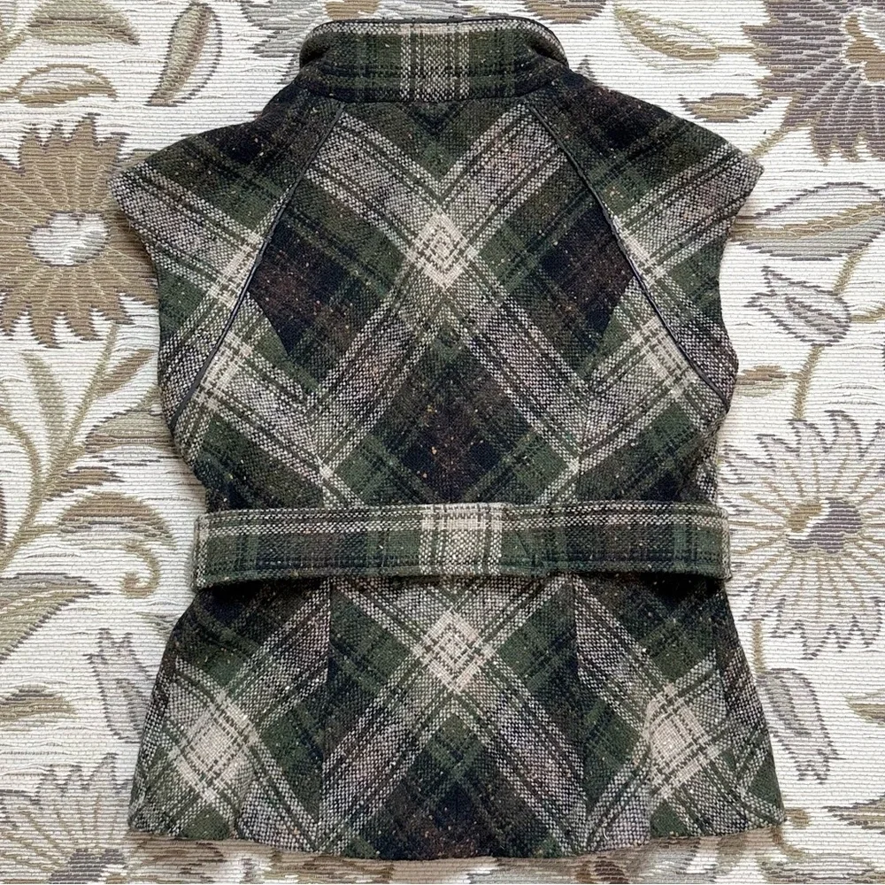 Cabi Wool Vest Patchwork Plaid Pattern Boho Indie Neutral S Small